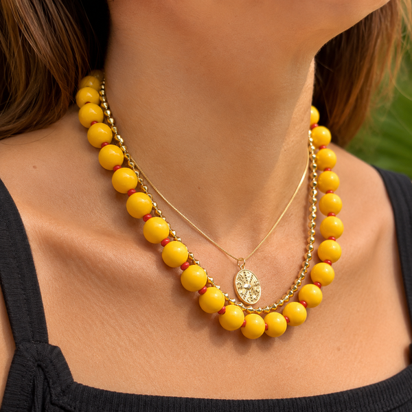 Collar Chicle  Amarillo  Chill- Collar Statement Chunky