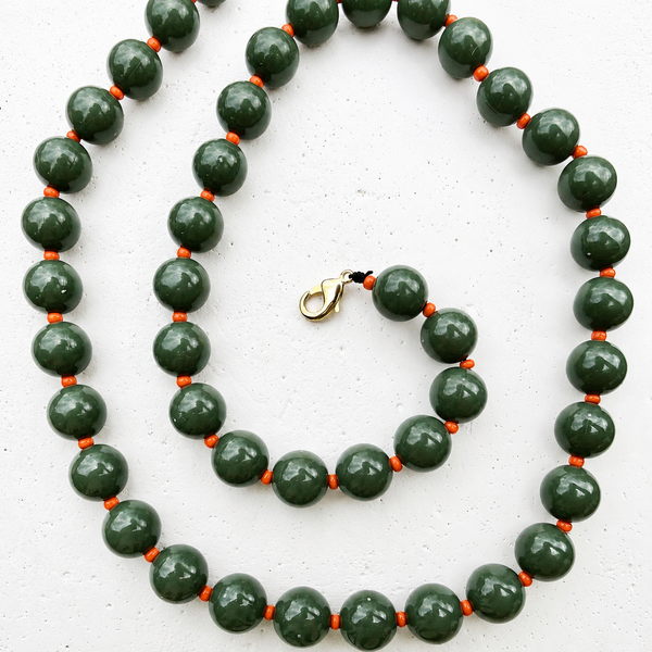 Collar Chicle Verde Pistacho Mandarin Long - Collar Statement Chunky