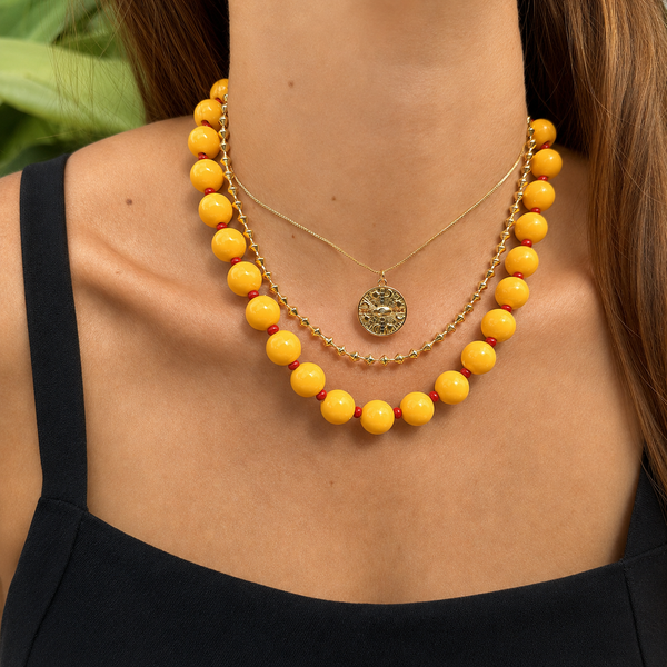 Collar Chicle  Amarillo  Chill- Collar Statement Chunky
