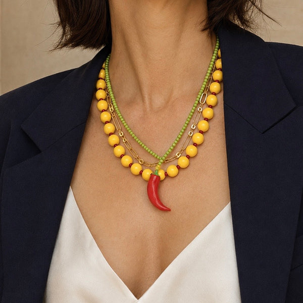 Collar Chicle  Amarillo  Chill- Collar Statement Chunky