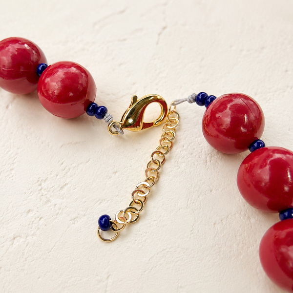 Collar Chicle  Esferas Vinotinto Azul - Collar Statement Chunky