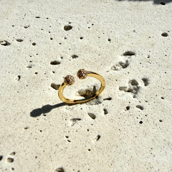 Anillo Dos Mundos Ajustable rodio y capa de brillo hipoalergénica MariaBolo