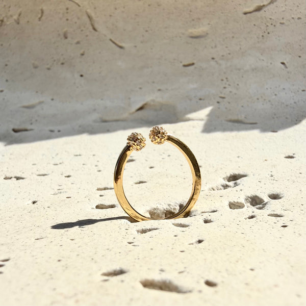 Anillo Dos Mundos Ajustable abierto en rodio hipoalergenico MariaBolo