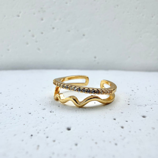 Anillo Kansas ajustable moderno en rodio hipoalergénico MariaBolo