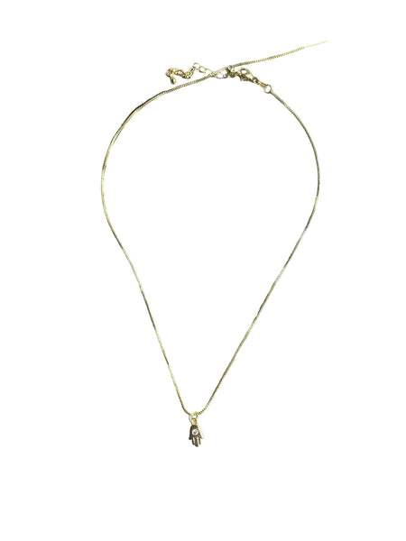 Cadena Choker mano hamsa brillo