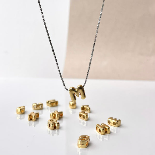 Cadena Inicial Personalizable  | Letra Chunky | MariaBolo Accesorios | Rodio