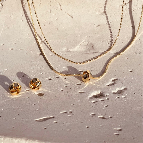 Cadena Dos Niveles Rodio con aretes