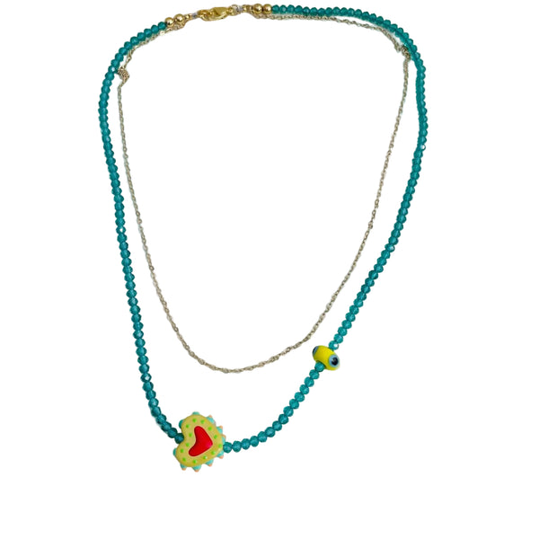 Cadena doble nivel hecha a mano colores vivos