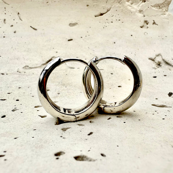 Argolla gruesa hipoalergénica Par de argollas chunky en rodio - Joyería colombiana hipoalergénica MariaBolo