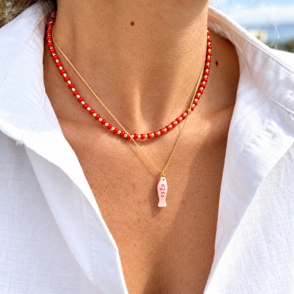 Collar Doble Pink Fish