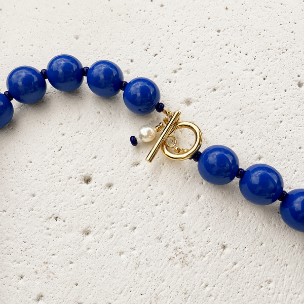 Collar Pepas azules Charm cierre decorativo con dije