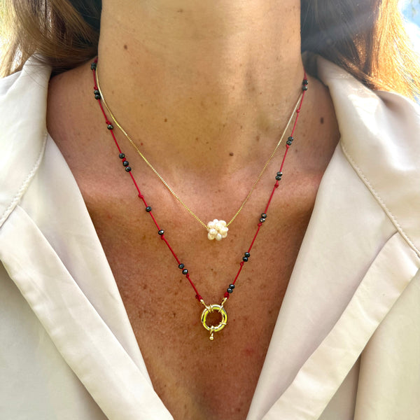 Cadena rodio perla agua dulce balín look minimalista mujer collar clásico MariaBolo
