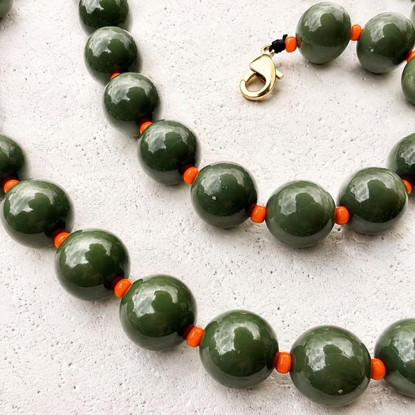 Collar Chicle Verde Pistacho Mandarin Long - Collar Statement Chunky