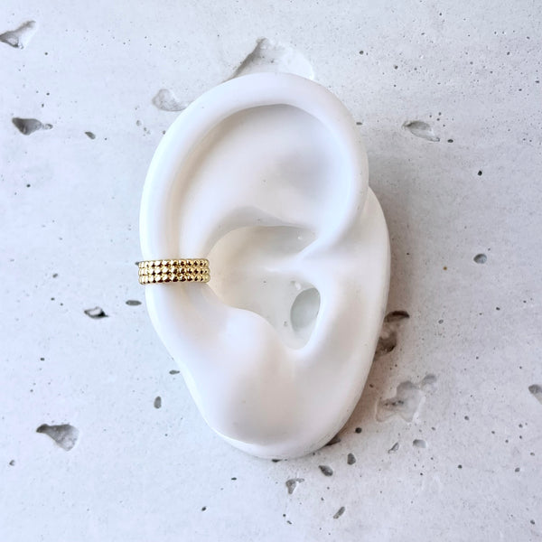 Earcuff Dublin delicado ajustable sin perforación diseño balines rodio MariaBolo