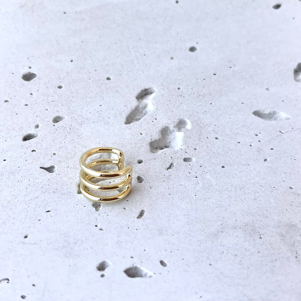 Earcuff Praga dorado en rodio - Diseño minimalista MariaBolo