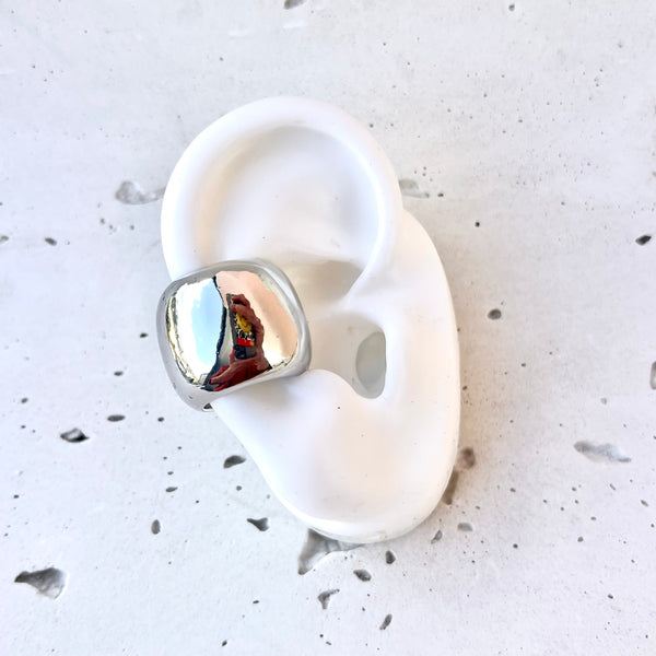 Maxi earcuff plateado ajustable rodio libre de níquel joyería Colombia