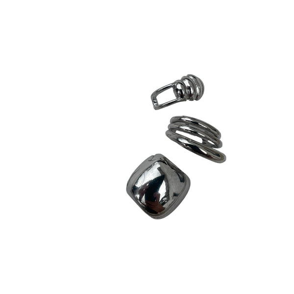 Earcuff Trío Silver set tres earcuffs plateados rodio sin perforación 2.3cm antialérgico MariaBolo