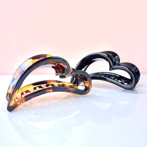 Gancho corazón Cora grande para pelo terminado brillante negro accesorio cabello Colombia