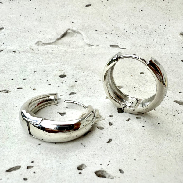 Candonga Millonaria Candongas Chunky de Rodio | Argollas Gruesas Hipoalergénicas