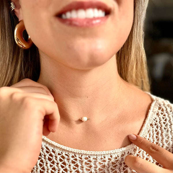 Cadena Choker Invisible Perla
