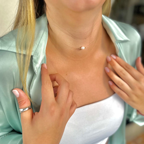 Cadena Choker Invisible Perla