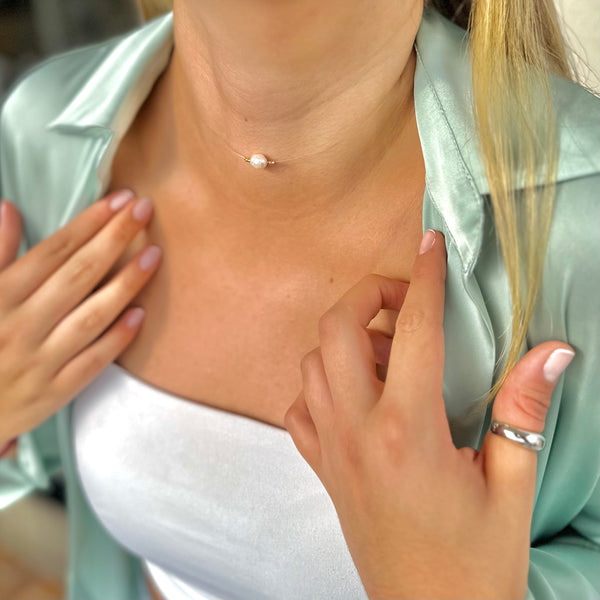 Cadena Choker Invisible Perla