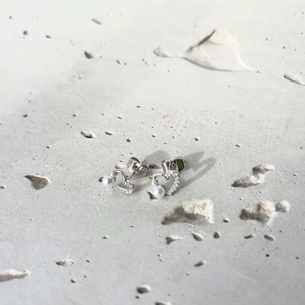 Topo Corazon perlita plateado