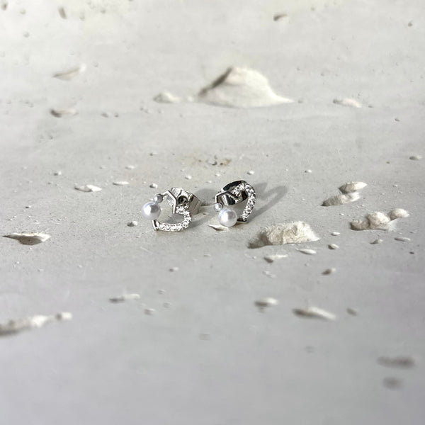 Topo Corazon perlita plateado