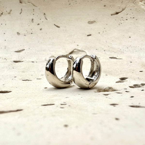 Aretes candonga rodio plateado antialérgico libre de níquel joyería elegante MariaBolo hubbs chunky