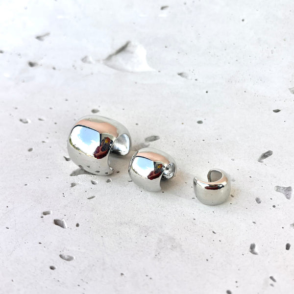Earcuff silver en rodio - Pendiente sin perforación estilo minimalista sin agujero 