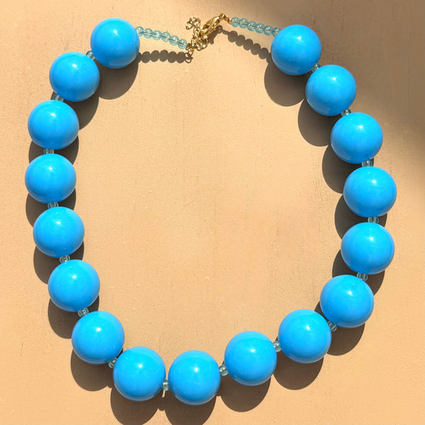 Maxi Collar Esferas Azul Cielo Statement - Collar Llamativo