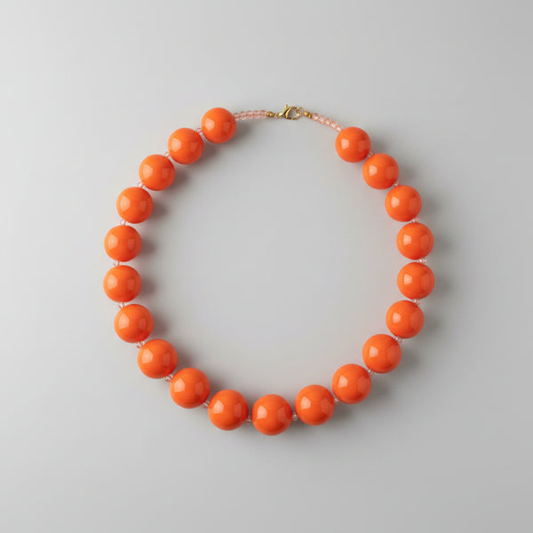 Maxi collar esferas naranja tipo ábaco, collar statement llamativo color naranja vibrante con cierre ajustable para mujer
