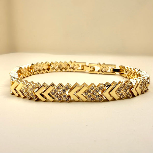 Pulsera dirección flecha con brillantes en rodio hipoalergénico, ajustable talla única simbólica elegante para mujer MariaBolo
