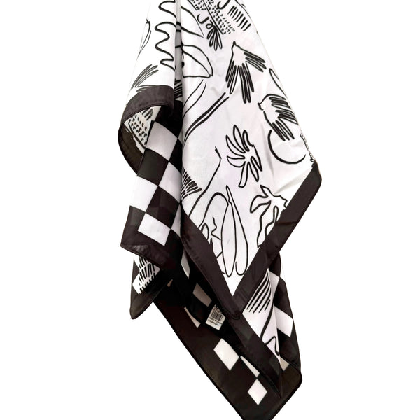 Pañoleta blanco y negro Cuadros