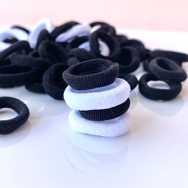 Pack 50 mini cauchos blanco negro - Coleteros pequeños agarre suave MariaBolo