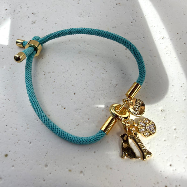 Pulsera Charms perro ajustable  Rodio