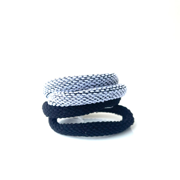 Set 10 cauchos grises y negros sin marca - Coleteros textura repujada protección cabello