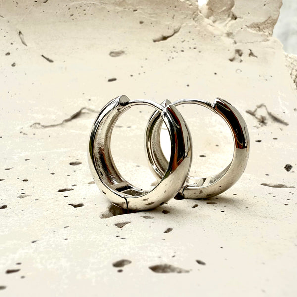 Par de argollas chunky en rodio