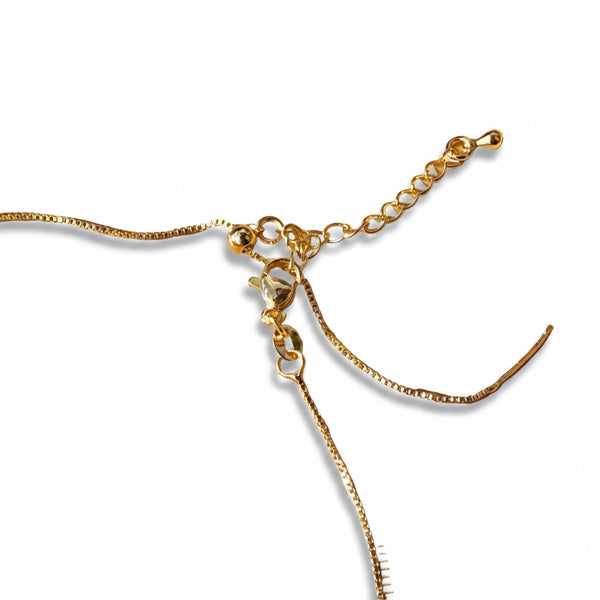 Collar cadena ajustable dije nácar con estrella dorada incrustada resina joyería Co