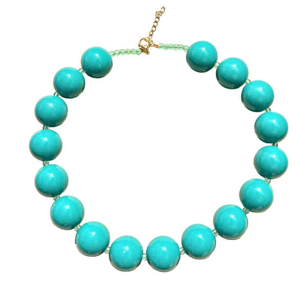 Maxi collar esferas aguamarina tipo ábaco, collar statement llamativo azul verdoso con cierre ajustable para mujer