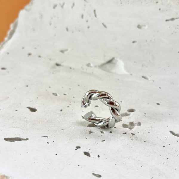 earcuff entorchado silver en rodio 