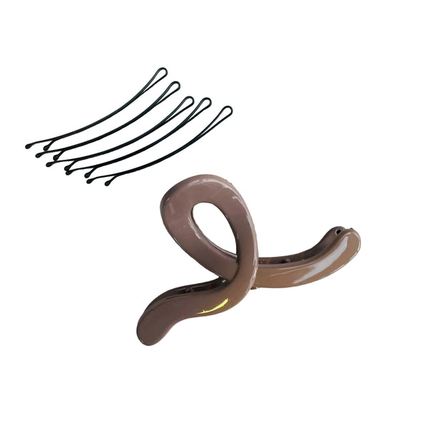 gancho para el cabello cafe con pinzas