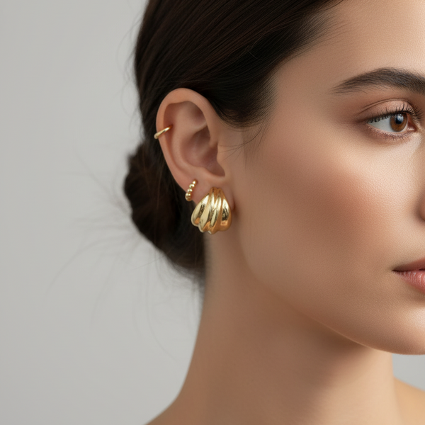 Earcuff dorado sin perforación oreja gold filled libre de níquel joyería Colombia