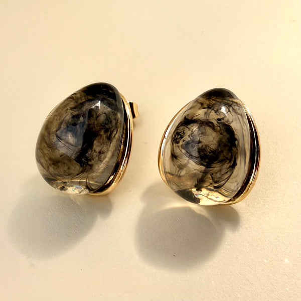 pendientes livianos en rodio con tonos negros